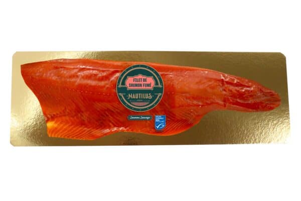image de filet de saumon rouge sauvage fumé tranché 800g dans son packaging
